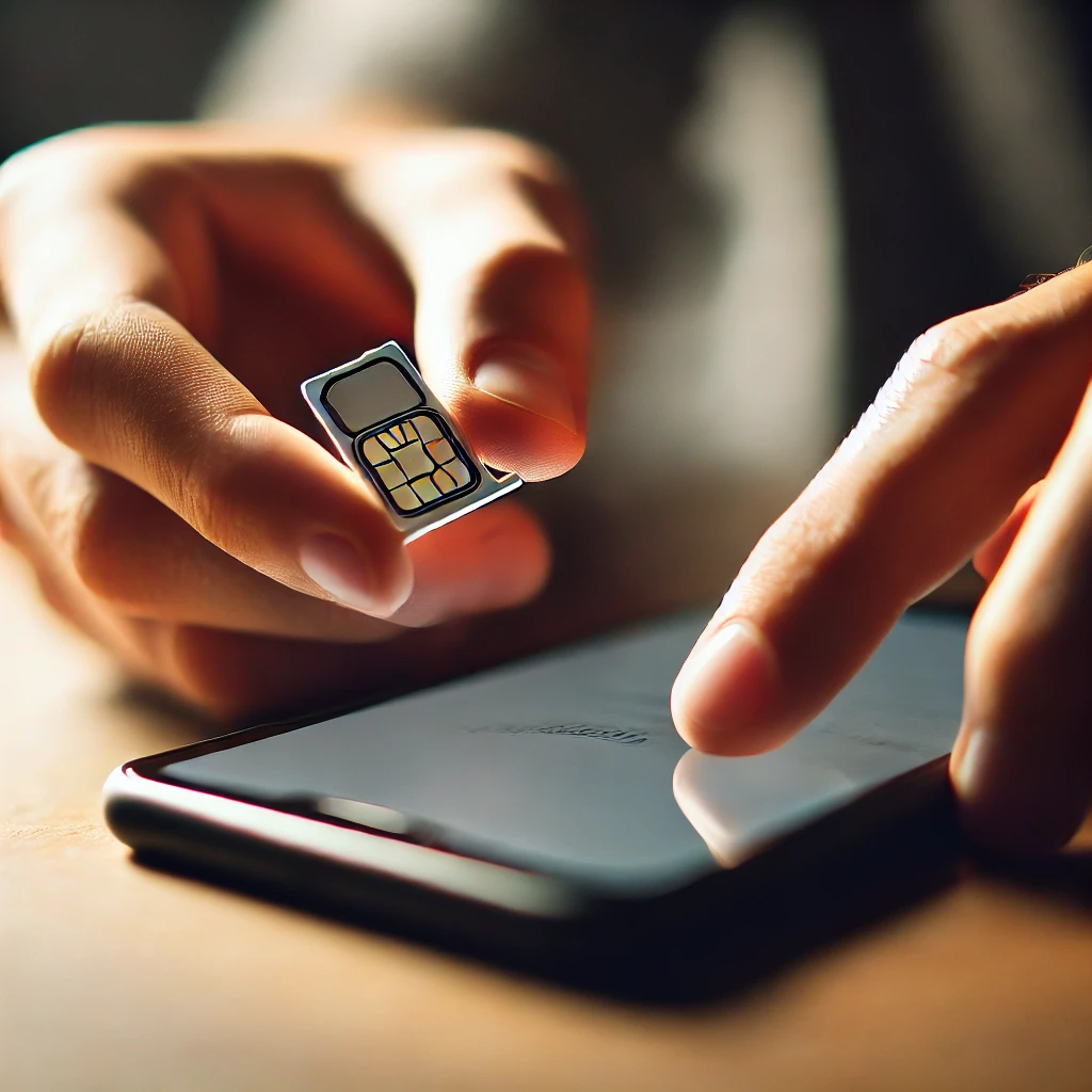 Person changing SIM card